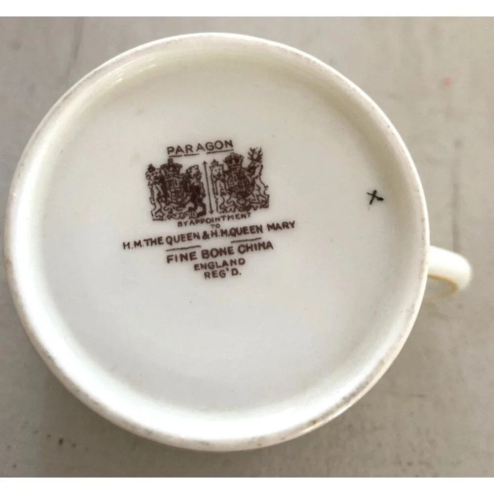 Paragon Tree of Kashmir Demitasse Teacup & Saucer Vintage Queen Elizabeth